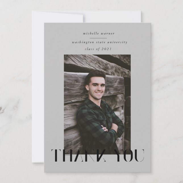 elegant modern script graduation thank you card (Front)