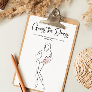 Elegant Modern Script   Guess The Dress Game Card