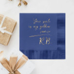 Elegant Modern Script Love Message Name Initials Foil Napkins<br><div class="desc">Elevate your events with our modern napkins that feature customisable text and initials/monograms in luxurious gold foil. The romantic phrases add a timeless charm, making these napkins ideal for weddings, anniversaries, or upscale gatherings. Each napkin can be personalised with your initials, transforming them into a unique keepsake that embodies your...</div>
