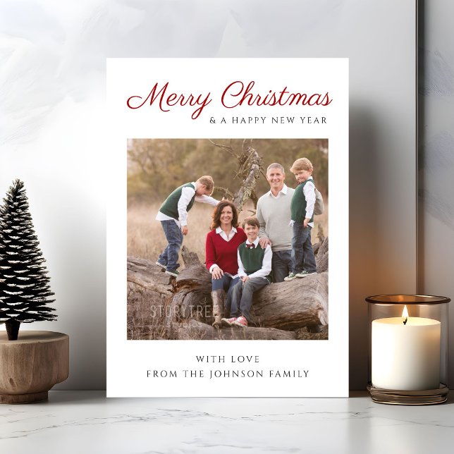 Elegant Modern Script Merry Christmas Photo Holiday Card (Elegant Modern Script Merry Christmas Photo Holiday Card)