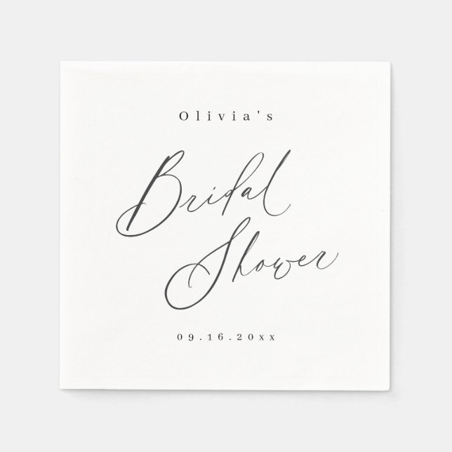 Elegant modern script minimal bridal shower  napkin (Front)