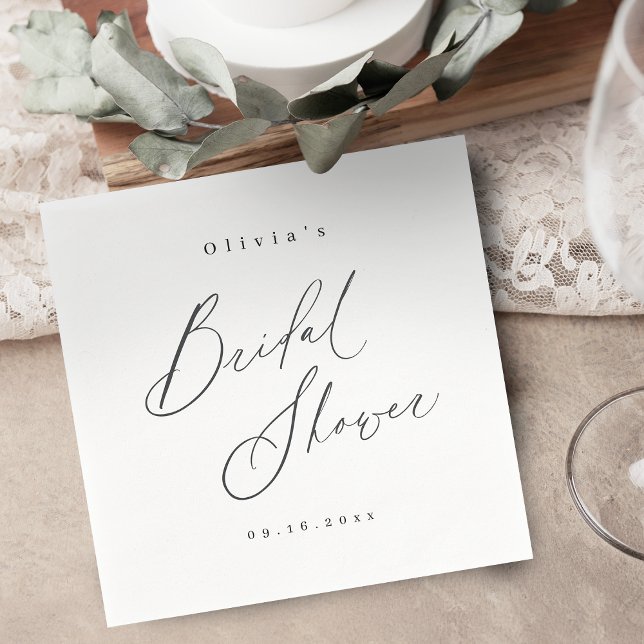 Elegant modern script minimal bridal shower  napkin (Elegant modern script minimal bridal shower napkins)