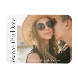 elegant modern script minimal photo save the date magnet