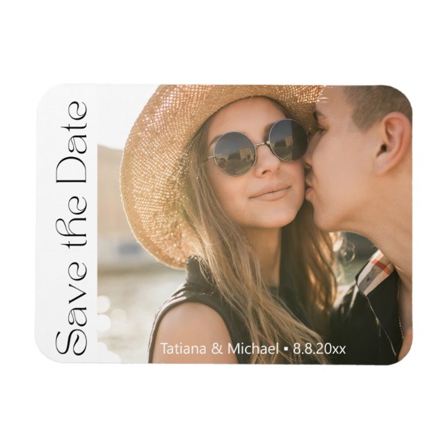 elegant modern script minimal photo save the date  magnet (Horizontal)