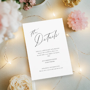 Elegant modern script minimalist wedding details enclosure card
