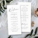 Elegant modern script minimalist wedding  programme<br><div class="desc">Modern script minimalist design in charcoal black and white,  simple and elegant. Great wedding program cards. 
See all the matching pieces in collection</div>
