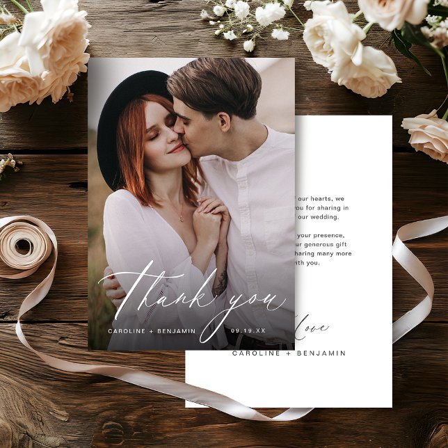 Elegant modern script minimalist wedding thank you (Elegant modern script minimalist wedding thank you)