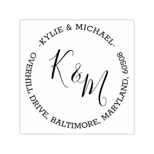 Elegant Modern Script Monogram Family Self-inking Stamp