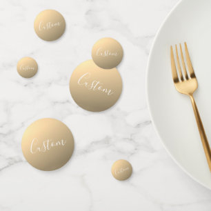 Elegant Modern Script Monogram or Word Golden Confetti