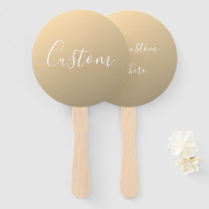 Elegant Modern Script Monogram or Word Golden Hand Fan