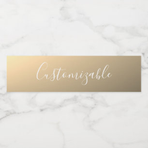 Elegant Modern Script Monogram or Word Golden Water Bottle Label