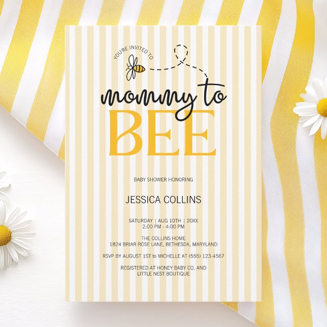 Elegant Modern Script Mummy to Bee Baby Shower Invitation (Elegant Modern Script Mommy to Bee Baby Shower Invitation)