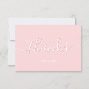 Elegant & Modern Script Navy & Blush Thanks Card
