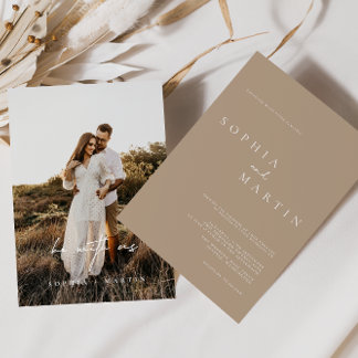Elegant Modern Script Photo Classic Wedding Invita Invitation
