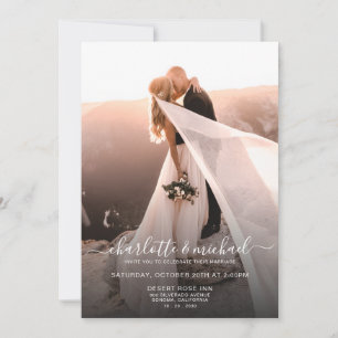 Elegant Modern Script Photo Classic WeddIng Invitation