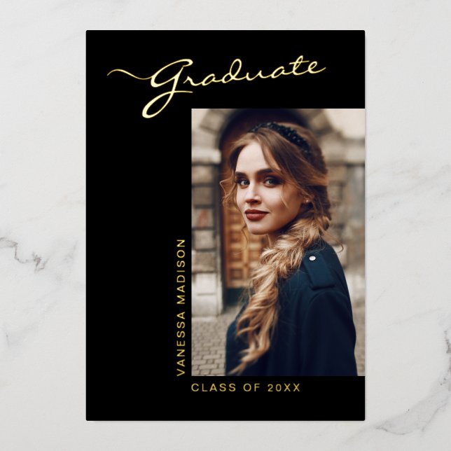 Elegant Modern Script Photo | Grad Announcement (Front)
