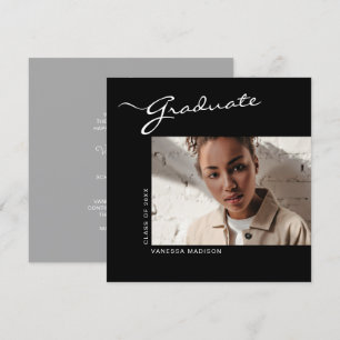 Elegant Modern Script Photo Graduation Announcement