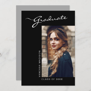 Elegant Modern Script Photo   Graduation Announcement