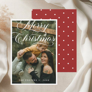 Elegant Modern Script Photo Merry Christmas Holiday Card