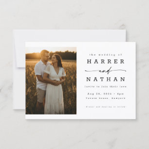Elegant Modern Script Photo QR Code Wedding Invitation