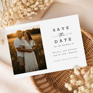 Elegant Modern Script Photo QR Code Wedding Invitation