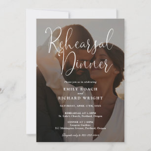 Elegant Modern Script Photo Rehearsal Dinner Invitation