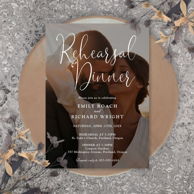 Elegant Modern Script Photo Rehearsal Dinner Invitation (Elegant Modern Script Photo Rehearsal Dinner Invitation)