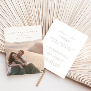 Elegant Modern Script Photo Rehearsal Dinner Invitation