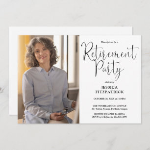 Elegant Modern Script Photo Retirement Party Invitation