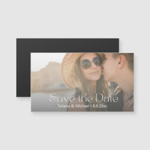 elegant modern script photo save the date magent