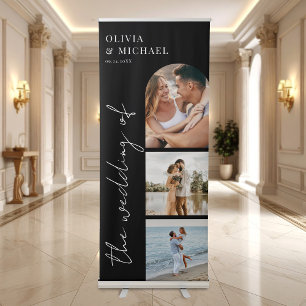 Elegant Modern Script Photo Wedding Retractable Banner