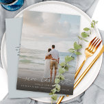 Elegant Modern Script Photo Wedding Save The Date<br><div class="desc">Modern script calligraphy with swish tail and your favourite photo wedding announcement save the date card.</div>