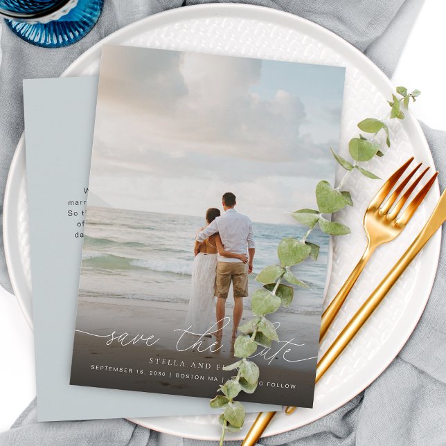 Elegant Modern Script Photo Wedding Save The Date (Elegant Modern Script Photo Wedding Save The Date Card)