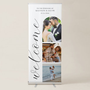 Elegant Modern Script Photo Wedding Welcome Retractable Banner