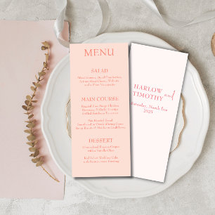 Elegant modern Script Pink Blush wedding Menu