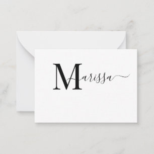 Elegant Modern Script Purple Monogram Name Card
