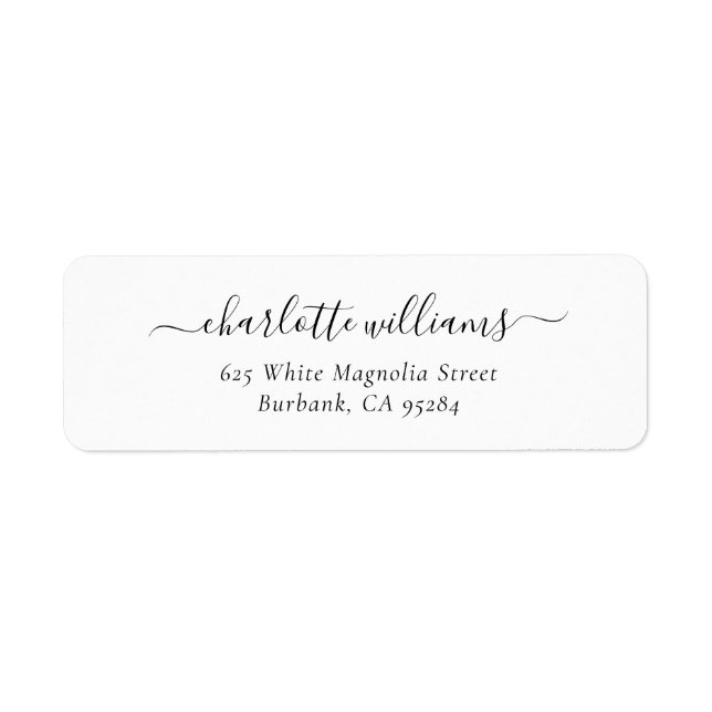 Elegant Modern Script Return Address Label (Front)