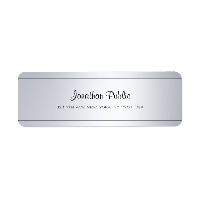 Elegant Modern Script Silver Plain Return Address (Front)