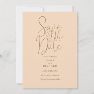 Elegant Modern Script Soft Peach Wedding Save The Date