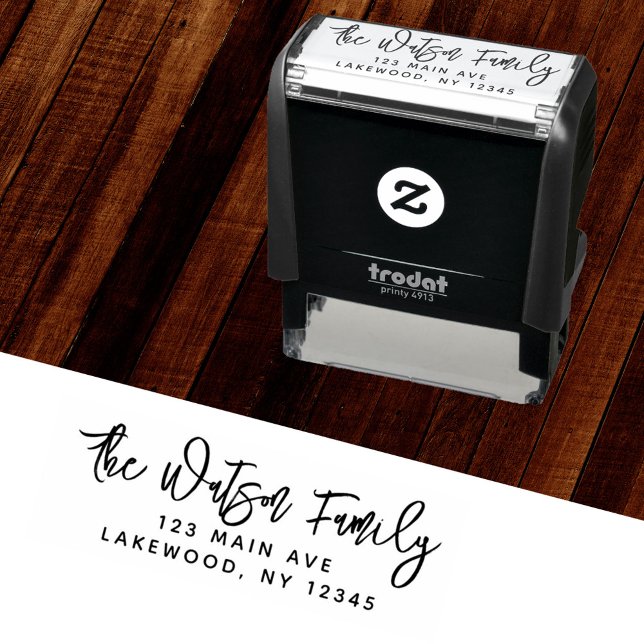 Elegant Modern Script Stylish Minimalist Family Self-inking Stamp (Creator Uploaded)