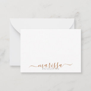 Elegant Modern Script Terracotta Monogram Name Card