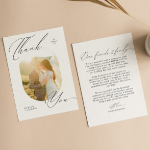 Elegant Modern Script Typography Photo Wedding Thank You Card