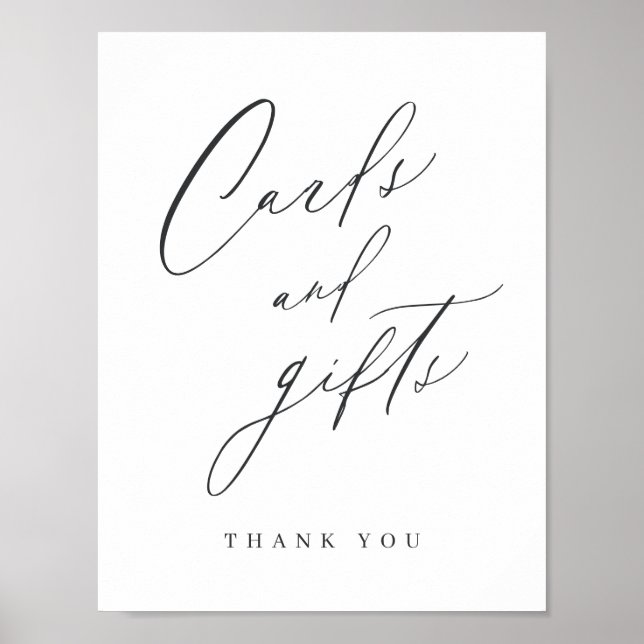 Elegant modern script wedding cards and gifts sign (Front)