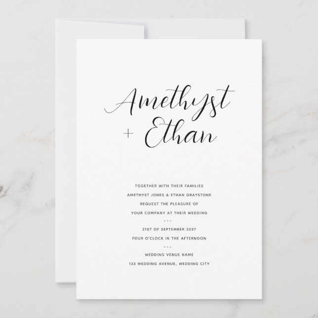 Elegant Modern Script Wedding Invitation (Front)