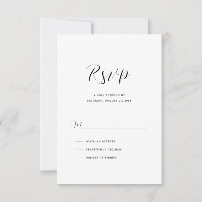 Elegant Modern Script Wedding RSVP Card (Front)