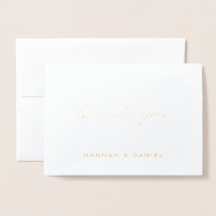 Elegant Modern Script Wedding Thank You Gold Foil Card