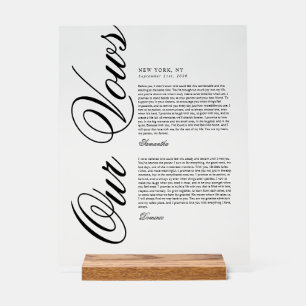 Elegant Modern Script Wedding Vows Acrylic Sign