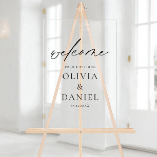 Elegant Modern Script Wedding Welcome Elegant Acrylic Sign