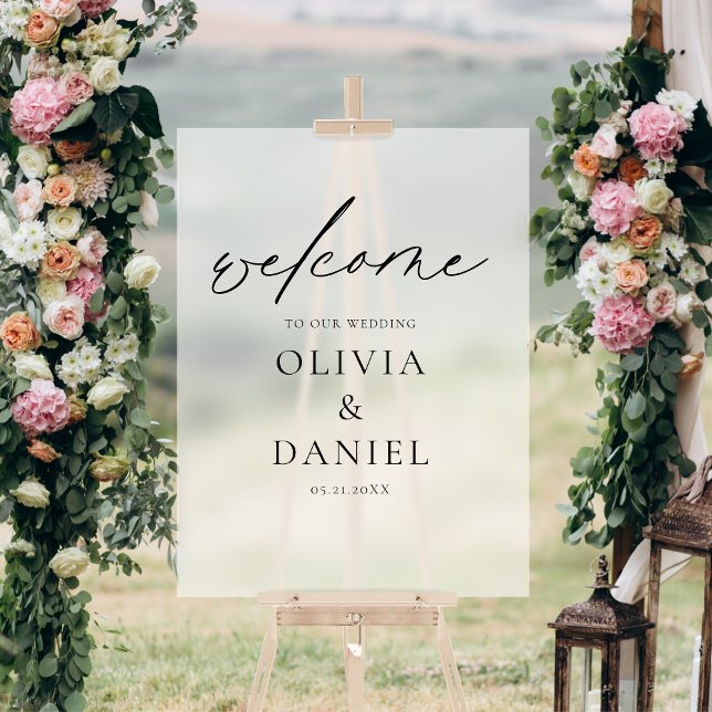Elegant Modern Script Wedding Welcome Elegant Acrylic Sign (Creator Uploaded)