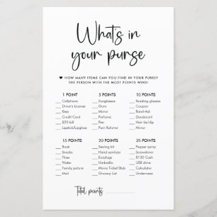 Elegant Modern Script What's In Your Purse Game